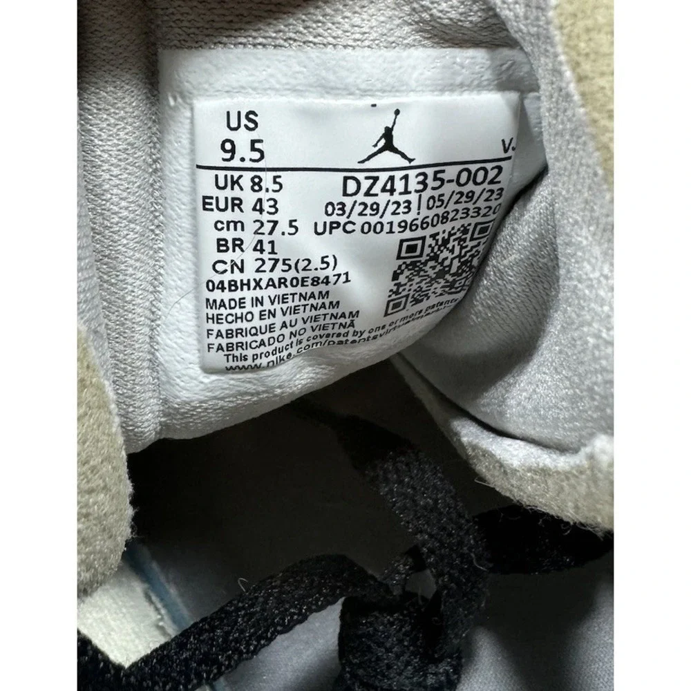 Air Jordan 1 SE Craft Low Inside Out Cement Grey Black Men's Size 9.5 dz4135-002